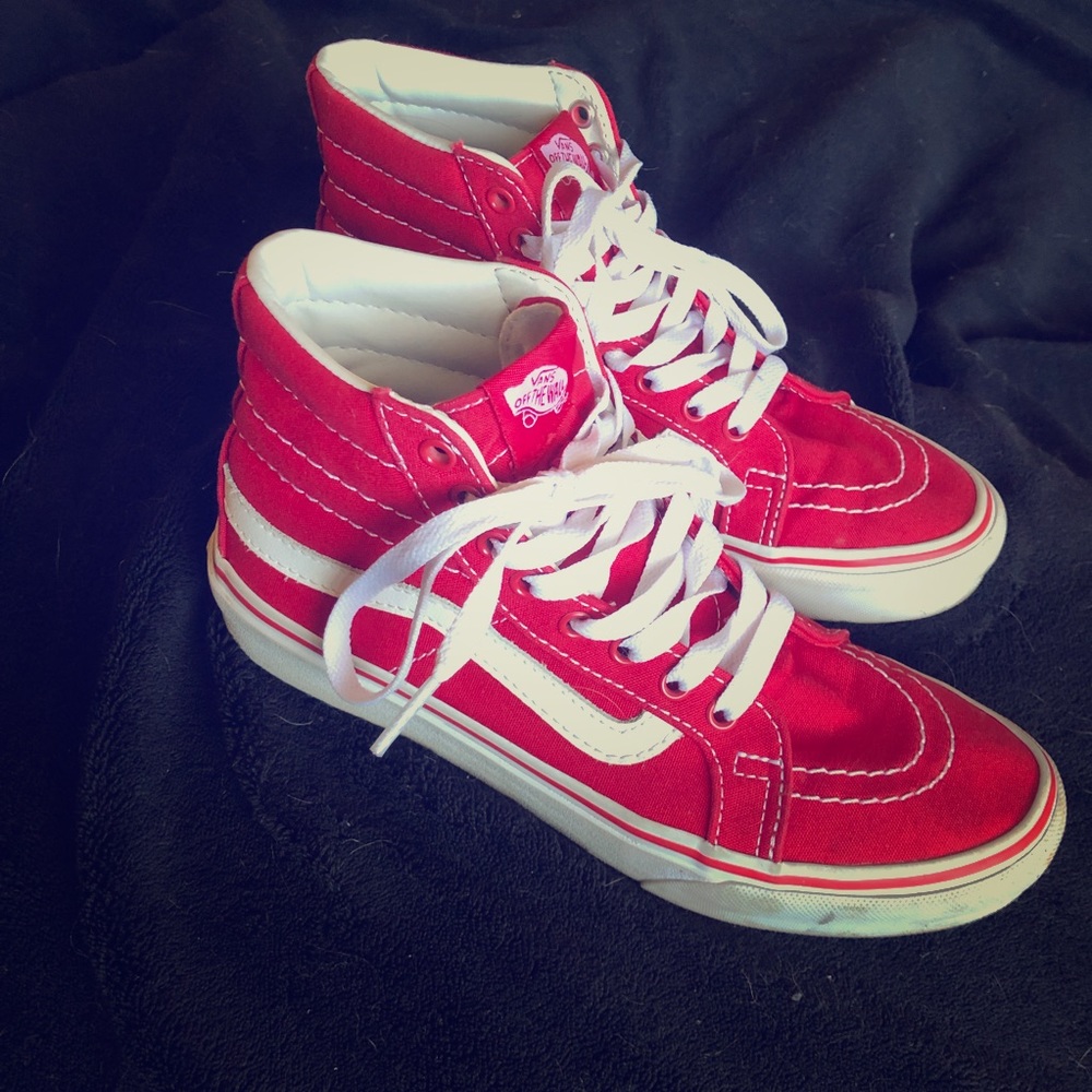 Red High Top Vans Sneakers